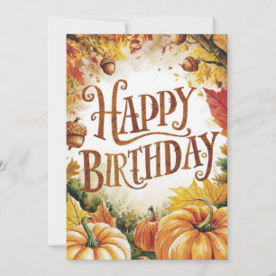Lovely Maple Leaf Autumn Fall Happy Birthday Card