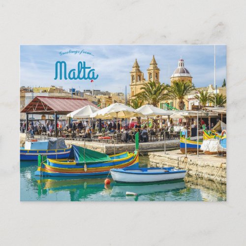 Lovely Marsaxlokk Malta Postcard