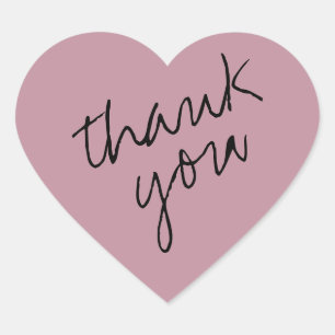 Lovely Mauve - Pink Heart Thank You Sticker
