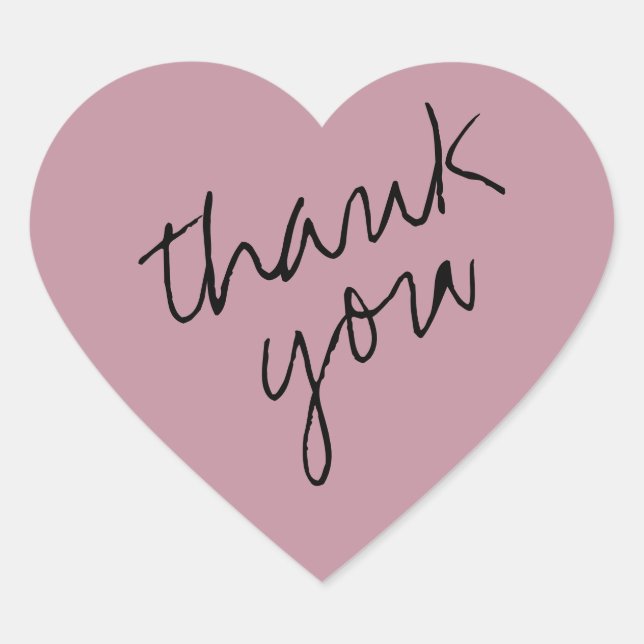 Lovely Mauve - Pink Heart Thank You Sticker (Front)