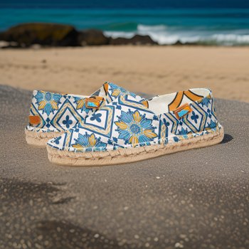 Lovely Mediterranean Floral Pattern Summer Beach Espadrilles by wheresmymojo at Zazzle