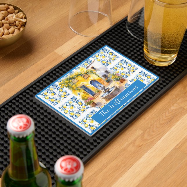 Lovely Mediterranean Scene Family Name Bar Mat (Insitu (Bar 2))