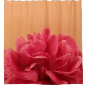 Lovely Melon Orange Hot Pink Floral Shower Curtain