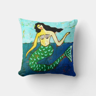 Lovely Mermaid Abstract Art Throw Pillow