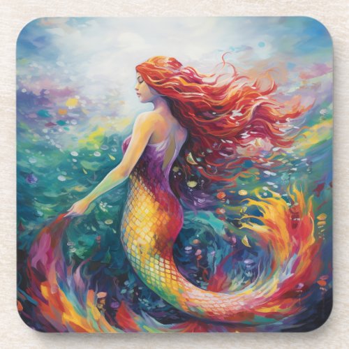 Lovely Mermaid  Beverage Coaster