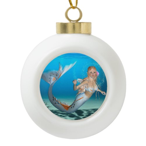 Lovely Mermaid Ceramic Ball Christmas Ornament