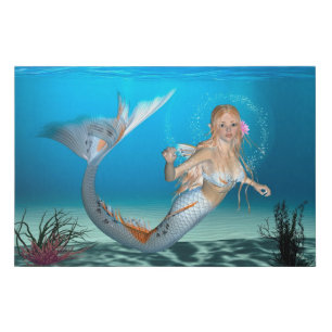 Lovely Mermaid Faux Canvas Print