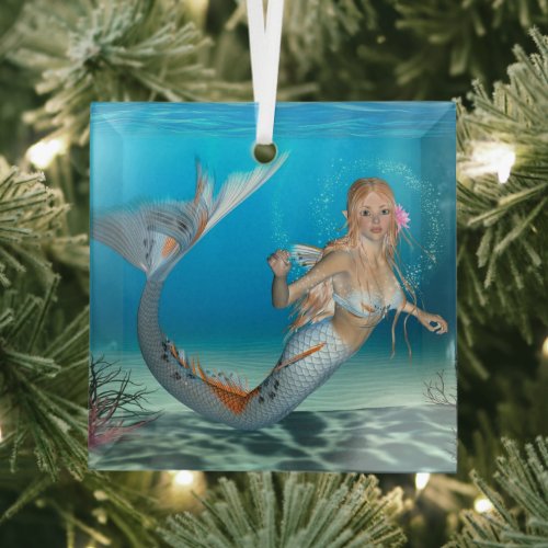 Lovely Mermaid Glass Ornament