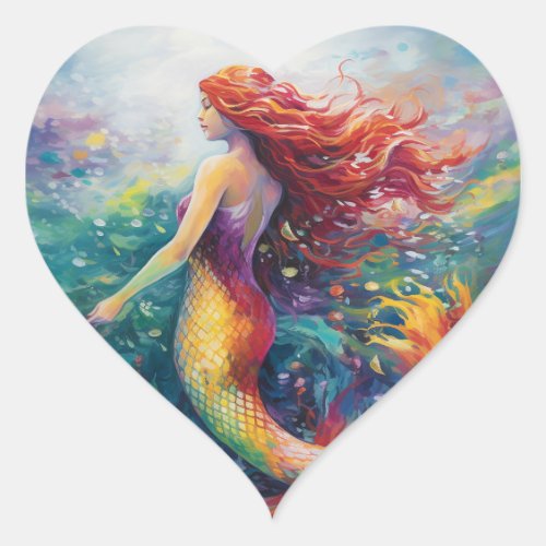 Lovely Mermaid  Heart Sticker