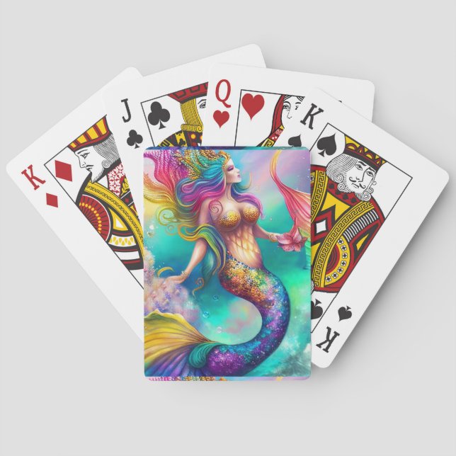 Lovely Mermaid Postcard Poker Cards (Back)