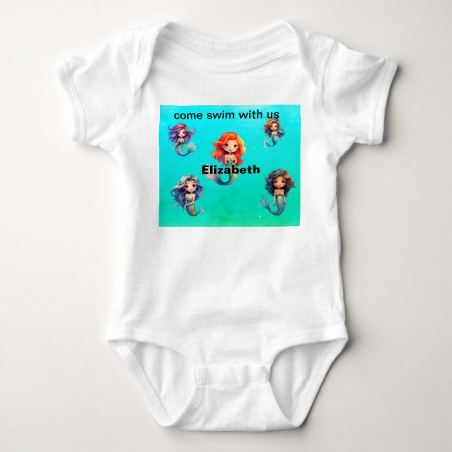 Lovely Mermaid T-Shirt Baby Bodysuit (Front)