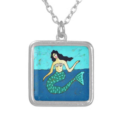 Lovely Mermaid Wearable Art Silver Plated Necklace