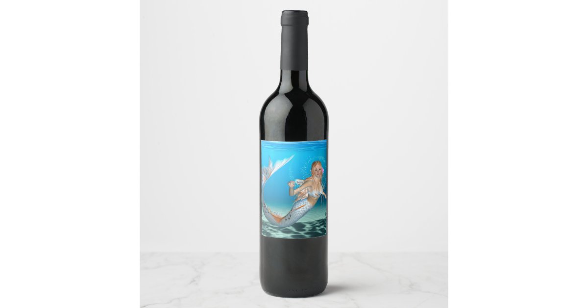 Lovely Mermaid Wine Label | Zazzle