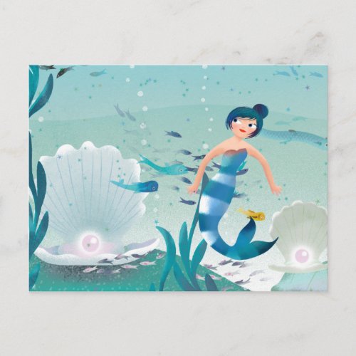 Lovely Mermaids in the Sea illustration Postcard