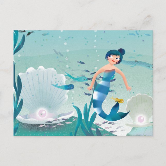 Lovely Mermaids in the Sea illustration Postcard (Front)