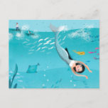 Lovely Mermaids In The Sea Illustration Postcard at Zazzle
