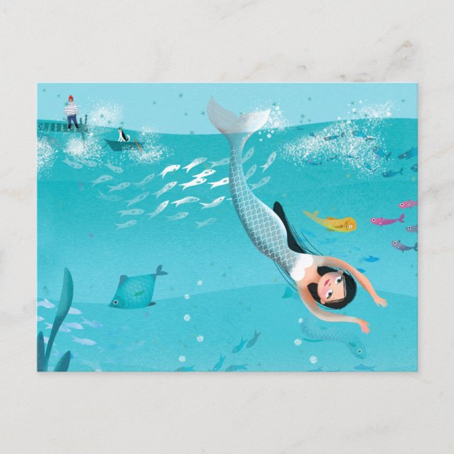 Lovely Mermaids in the Sea illustration Postcard (Front)