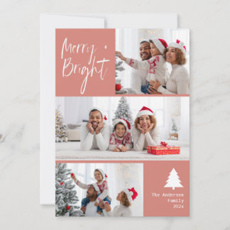 Lovely merry bright modern photo Christmas Holiday Card