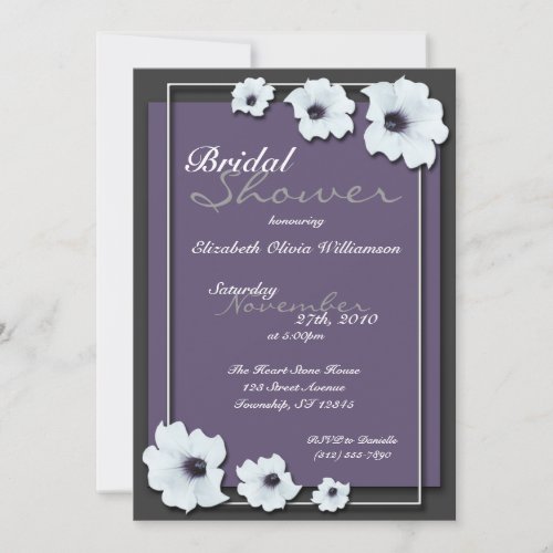 Lovely Midnight Flowers ~ Bridal Shower invitation