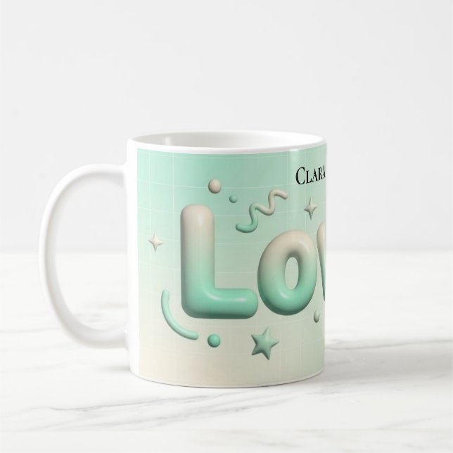 Lovely Minimalist Heart Personalized Coffee Mug (Left)