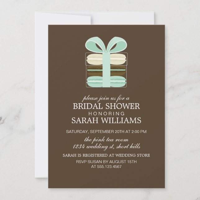 Lovely Mint French Macarons Invitation (Front)