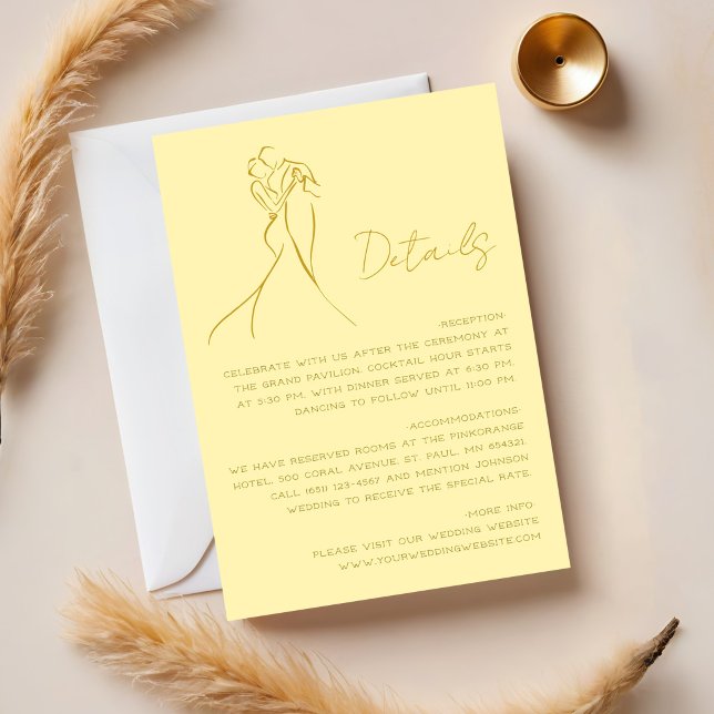 Lovely Modern Butter Yellow Wedding Details Enclosure Card (Creator Uploaded)