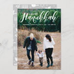 Lovely Modern Calligraphy Photo Happy Hanukkah Holiday Card<br><div class="desc">Greet family and friends with this modern and festive holiday card. It features hand-lettered script with Hanukkah pattern.</div>