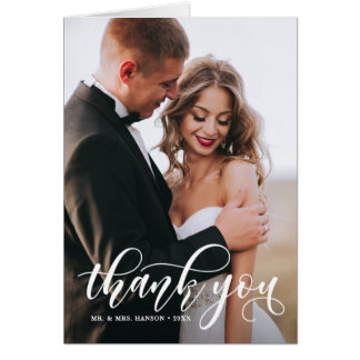 Lovely Modern Calligraphy Wedding Photo Thank You