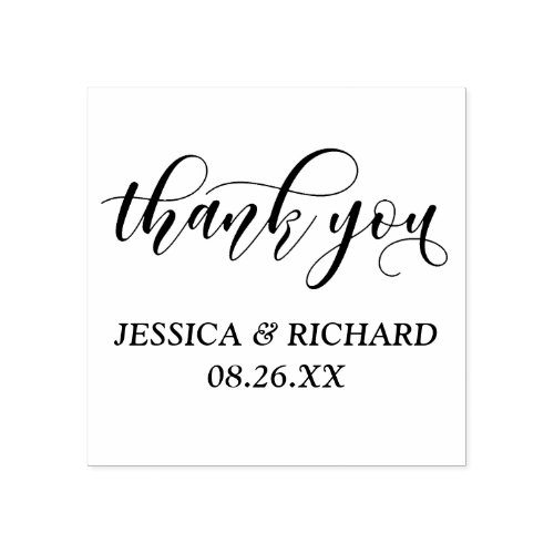 Lovely Modern Calligraphy Wedding Thank You Rubber Stamp