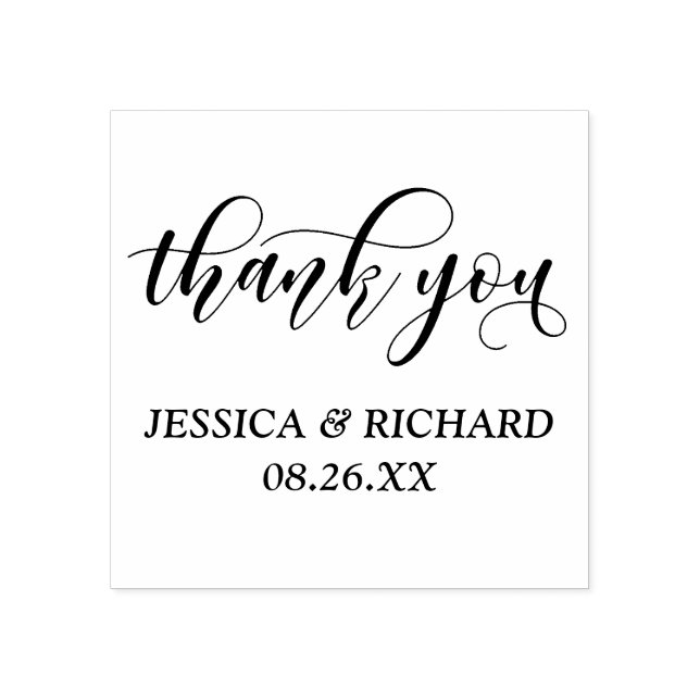 Lovely Modern Calligraphy Wedding Thank You Rubber Stamp (Imprint)