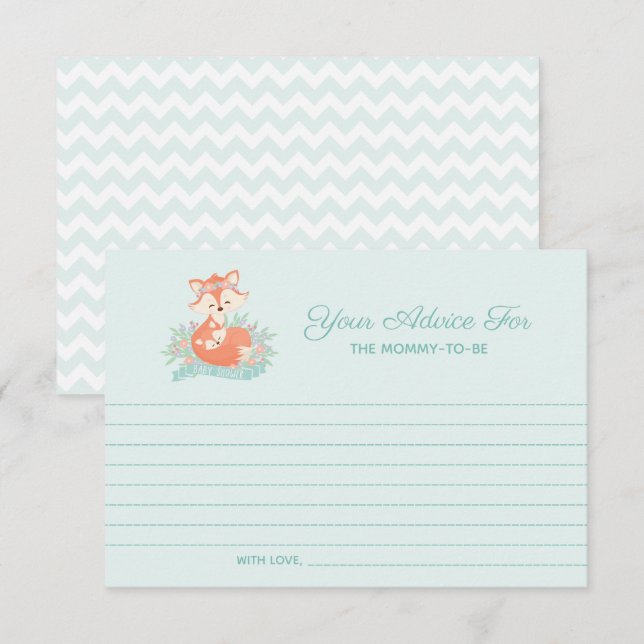 Lovely Mom and Baby Fox Boy Baby Shower Advice Invitation (Front/Back)