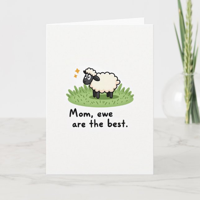 Lovely Mom Cartoon Sheep Card (Front)