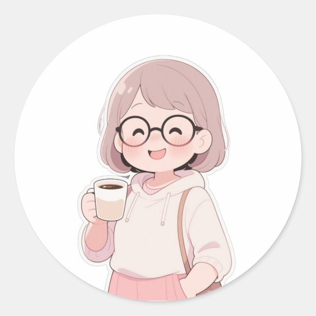 👩 Lovely Mom Classic Round Sticker (Front)