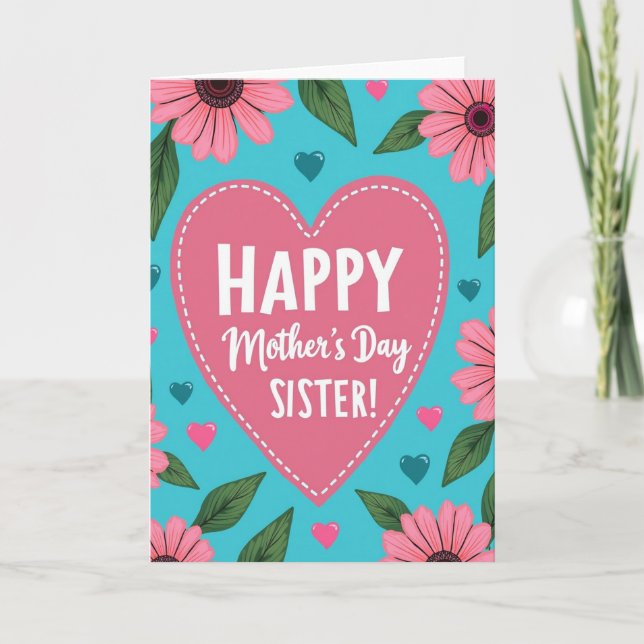 Lovely Mom Floral Heart Card (Front)