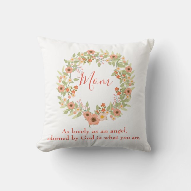 Lovely mom floral wreath throw pillow (Front)