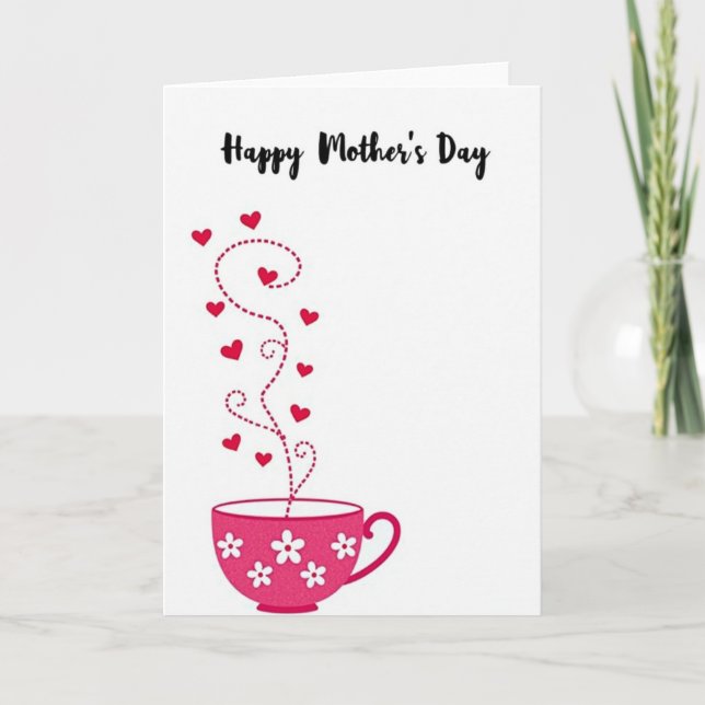 Lovely Mom Glitter Teacup Card (Front)