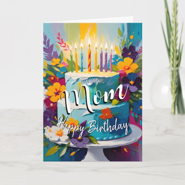 Lovely mom happy birthday cake birthday card mom (Front)