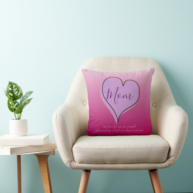Lovely Mom Heart Throw Pillow (Chair)