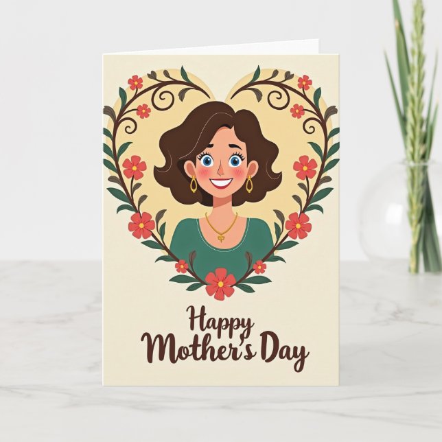 Lovely Mom Portrait Illustration Card (Front)