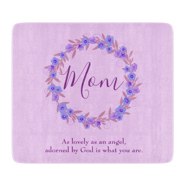 Lovely Mom Purple Floral Cutting Board (Front)