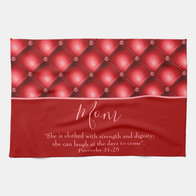 Lovely Mom Red Kitchen Towel (Horizontal)