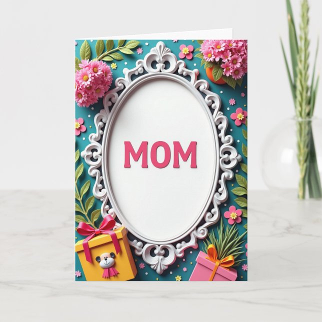 Lovely Mom Teal Mothers Day Card (Front)