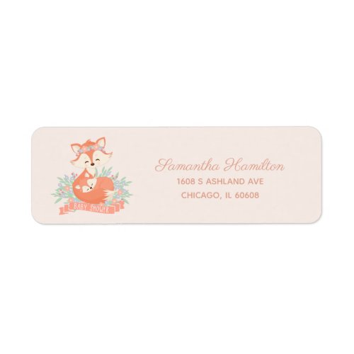 Lovely Mommy and Baby Fox Woodland  Baby Shower Label