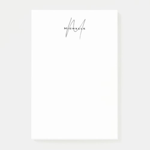 Lovely Monogrammed Black White Grey Calligraphy Post-it Notes