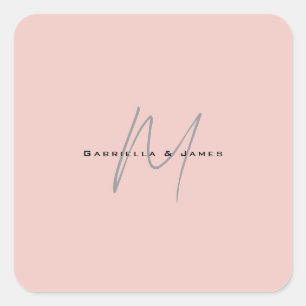Lovely Monogrammed Calligraphy Pastel Color Names Square Sticker