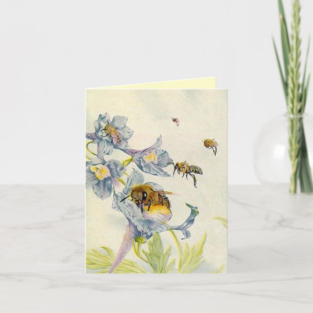 Lovely Morning Glory flowers Bees THANK YOU Card (Front)