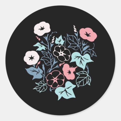 Lovely Morning Glory Illustration Classic Round Sticker