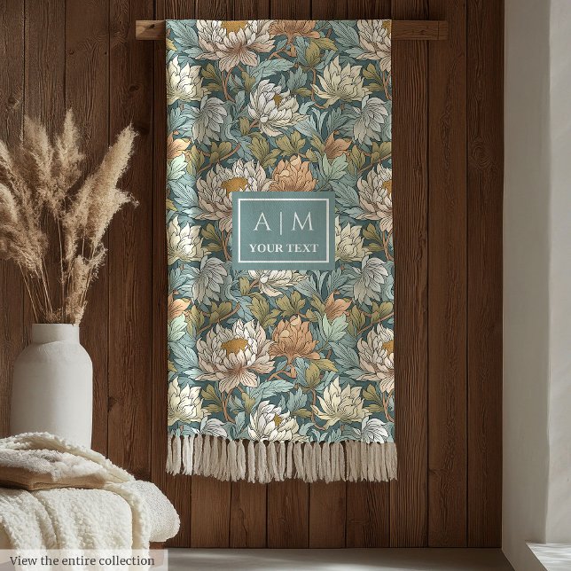 Lovely Morris style personalized botanical print Fleece Blanket (Lovely Morris style personalized botanical print Fleece Blanket)