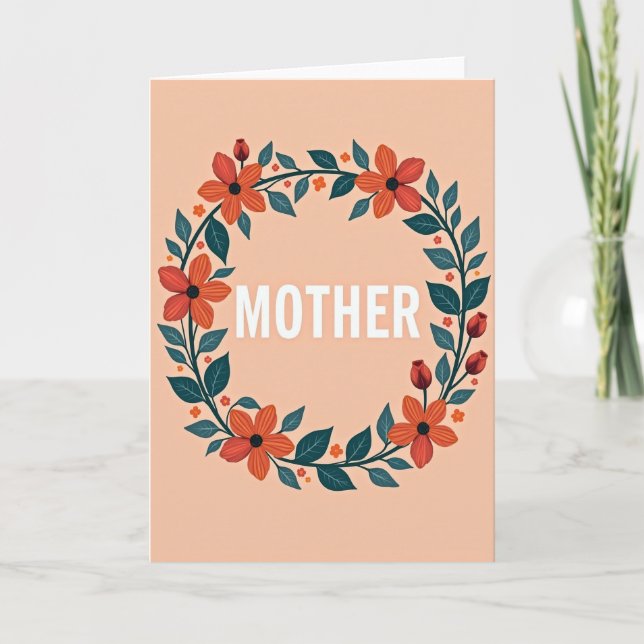 Lovely Mother Flower Wreath Card (Front)