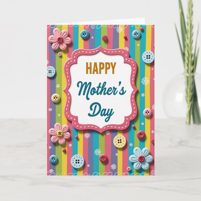 Lovely Mothers Day Striped Frame Card (Front)